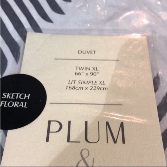 Vintage Plum & Bow Sketch Floral Duvet Cover - Picture 5 of 7